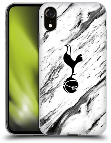 Head Case Designs Officially Licensed Tottenham Hotspur F.C. Black And White Marble Badge Soft Gel Case Compatible With Apple iPhone XR