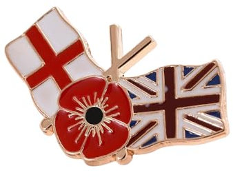 GFM® Anstecknadel mit Mohnblumen-Motiv für Gedenktag, S, Metall