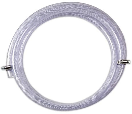 25mm (1) Clear Braided PVC Hose - 5m, Food Grade for Water, Airline, Compressor, Drain Down - Includes 2 Stainless Hose Clips, Flexible Plastic Tubing, Ideal for Motorhome and more. Set by MYPURECORE