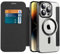 Tybiky Compatible avec iPhone 12 - Étui de protection en cuir - Porte-cartes Mag-Safe - Plaque électrique - Attraction magnétique - Avec film de lentille - Noir