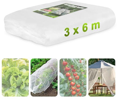 Gemüseschutznetz, RIFNY Insektenschutznetz Gemüse Feinmaschig für Garten Hochbeet Tunnel, Gewächshaus Pflanzen Vogelnetz Fliegengitter Schützen Obstbäume Gemüse vor Insekten (3x6m)