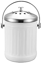 Bins 5L bac à Compost résidus de légumes peler ménage Durable en Acier Inoxydable Cuisine Filtre à Charbon Noir Poubelle de Cuisine