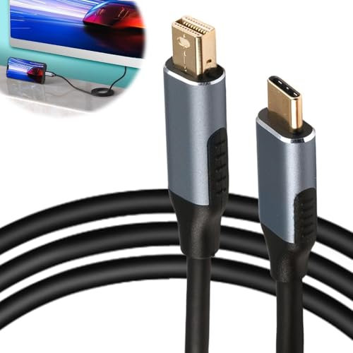 Cable USB C a Mini DP de 6 pies 4K 60 Hz,USB 3.1 Tipo C Macho a Mini Displayport Cable de Conversión de Video Compatible con Modo de Duplicación de Pantalla y Modo de Extensión