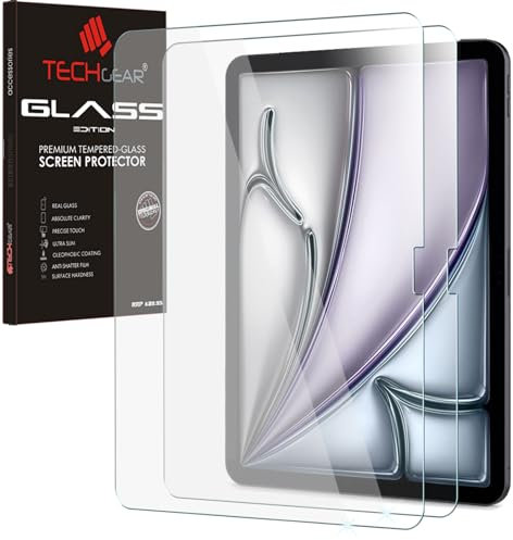 TECHGEAR iPad Air 11 Inch 2025/2024 (2 Pack) Tempered Glass Screen Protectors [9H Toughness] [HD Clarity] [Scratch-Resistant] [No-Bubble] Made For Apple iPad Air 11 (M2 / M3)