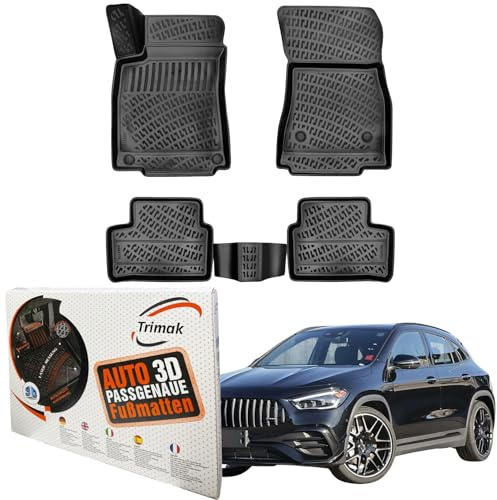 Trimak 3D Fussmatten für Mercedes-Benz GLA H 247 ab 2020 | Gummimatten aus TPE Gummi, Passgenau, Wasserdicht, Hoher Rand, Rutschfest, Leicht zu Reinigen