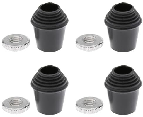 Schwarze Drum-Rack-Pads, Trommelständer-Beinkappe, Bass-Drum-Gummifüße, Musikinstrumentenzubehör für einstrebige Trommel(4 Füße + 4 Muttern)