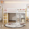 I0I&I0I Kinderhochbett, Multifunktionales Kinderbett, Einzelnes Kinderbett, mit 2 Aufbewahrungsschrank und Leiter, Ohne Matratze (Natur + Weiß, 90 x 200 cm)