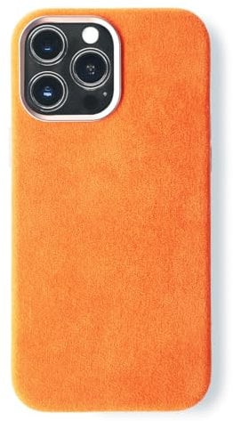 ALTRAALMA Alcantara Handytasche für iPhone 15 Serie, Kompatibel mit Magsafe Wireless Charging, Alcantara Full-Wrap Handytasche (iPhone15 Pro Max, Orange)