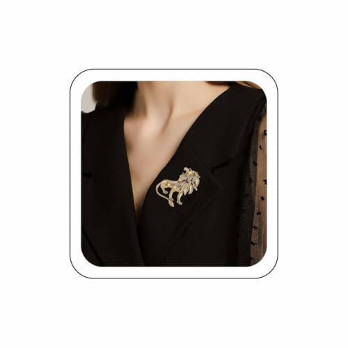 Wendalern Broche Lion Doré Broche Lion Cristal Vert Broche Lion Animal Vintage Épingle De Revers Personnalisée Épingle De Roi Lion Corsage Badges Bijoux Cool Pour Femmes Hommes