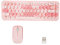 Mtlavishness I R - Teclado y ratón de 2,4 GHz, bonito teclado retro con 68 teclas redondas, 3 ppp, teclado y ratón para juegos de oficina familiar (tema rosa)