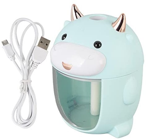Essential Oil Diffuser Humidifier, Air Humidifiers for Bedroom, 300ml USB Powered Quiet with Colorful Night Light Cute Cow Desktop Ultrasonic Mist Humidifier for Home Office