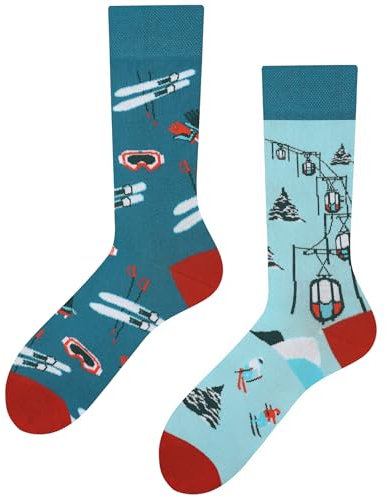 TODO Lustige Ski Socken mit Skifahren Motiv, Ski Motiv Socken Herren und Damen (Socken Ski 39-42)