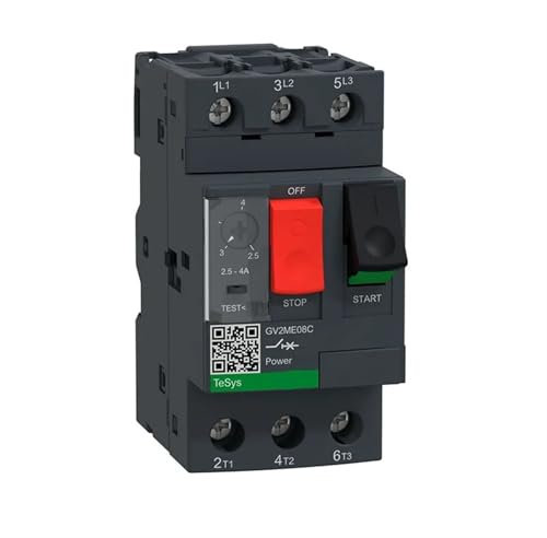 Plage de taraudage thermique 2,5-4 A Borne à vis GV2ME Bouton de commande Disjoncteur magnéto-thermique du moteur 1 pièces(2.5A)