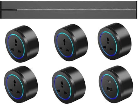 Prise de courant murale, prise de courant murale avec adaptateur amovible, prise de tableau de câblage pour rail coulissant de cuisine et de bureau,Black-100cm