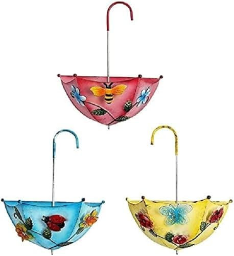 Metal Umbrella Hanging Planter Basket for Home Patio Garden Fence Decoration Set of 3