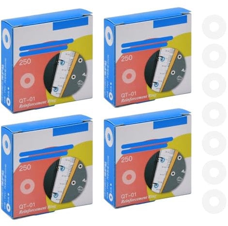 Lochverstärker Selbstklebend,1000 Stück Verstärkungsringe Lochverstärker 15 mm Papier Ringlochverstärker für Büro Schule Home Supplies Transparent Weiß