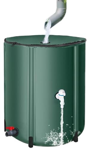 Faltbar Wasserkanister mit Hahn, Regenwassertank Oberirdisch für Notwasserlieferung, Bewässerung und Mehr Gartengeräte Tragbarer Faltbarer Wasserspeicher(380L)