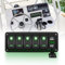 Chelhead 5 Gang Panneau de commutateur pour bateaux, chargeur USB double avec éclairage arrière LED vert, pré-câblé, panneau de commutateur à bascule en aluminium avec voltmètre