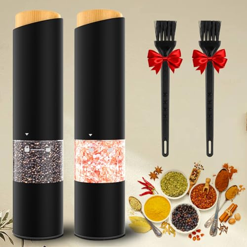 Electric Salt and Pepper Grinder Set - Adjustable Coarseness, Battery-Operated with LED Light, 360° Transparent Design for Kitchen & Outdoor Cooking, Perfect for Home Chefs & Gift Shoppers