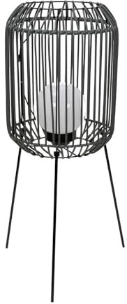 ValueLights | Black Squat Tripod Solar Powered Outdoor Floor Lamp with Globe Bulb
