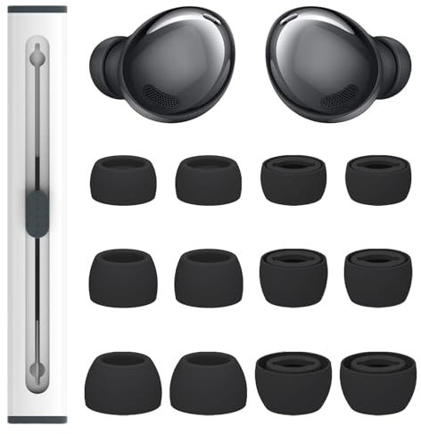 hopopower 6 Pairs Replacement Silicone Eartips for Samsung Galaxy Buds Pro Headphones, S/M/L 3 Size Ear Tips Buds Wing Tips Fit in Case Compatible with Samsung Galaxy Buds Pro (Black,with Pen)