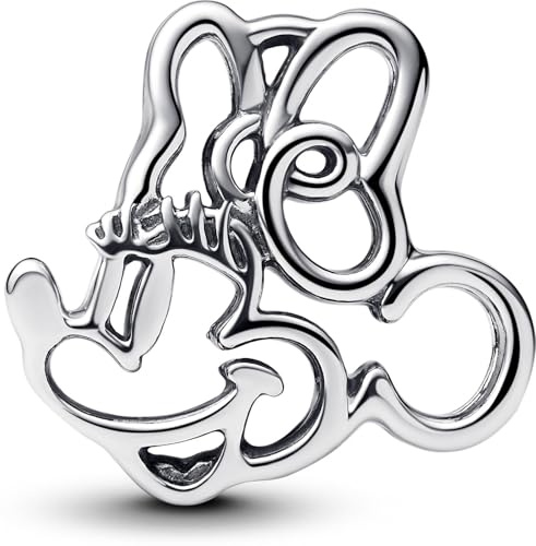PANDORA Disney Minnie Maus Offen gearbeitetes Charm aus Sterling-Silber, kompatibel Moments, Maße: 7,1 x 12,2 x 12,9 mm, 793908C00