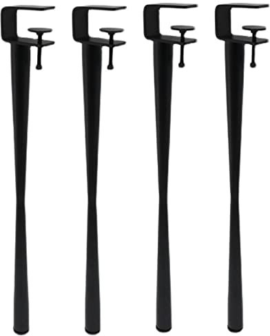 Furniture legs,Stainless Steel Adjustable Feet , 4 Pack Table Clamp Legs, Metal F-Shape Dining Desk Legs Iron Support Feet, No Punching Design to Protect the Desktop, With Floor Protectors(Black,