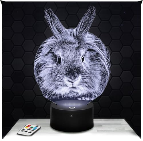 Lampephoto.fr - Lampe Kaninchen 3D Touch Nachtlicht Tier | Made in France, Sockel & Größe wählbar, dimmbar, Batterie/USB, HD-Lasergravur, Geschenk für Sie & Ihn