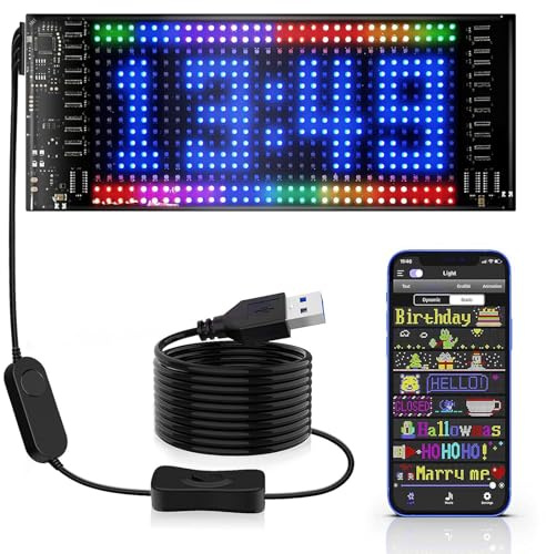 LED Namensschild personalisiert,RGB Flex LED Schild mit APP Steuerung | Bluetooth LED Anzeige, DIY Text und Animation, für Geburtstag Hochzeit Party Bar Dekoration Shop（7x17 cm）