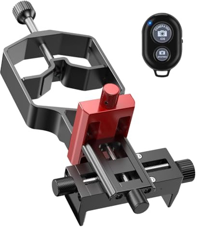 Buerjia Adaptateur Universel de Digiscope pour Lunette de Téléphone, Support de Télescope en Métal, Support pour Smartphone à 3 Axes pour Longue-Vue avec Télécommande