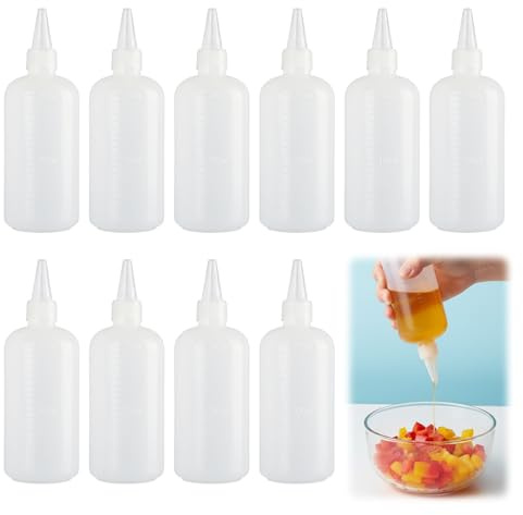 Rthynti Squeezy Bottles, 10 PCS 200 ml Squeeze Condiment Bottle, Tip Applicator Bottle for BBQ Sauce Oil Ketchup Pigment Liquid