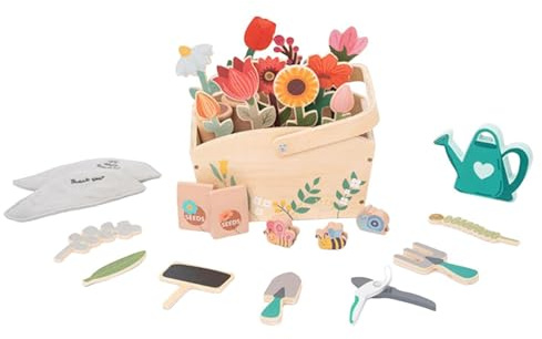 DXEHSEUY Holzblumen-Gartenspielzeug-Set, Rollenspiel, für Kinder im Alter von 3 4 5 6 Jahren