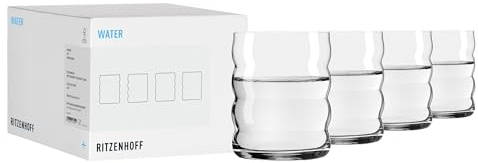RITZENHOFF 9031001 Wasserglas 400 ml, 4er Set - Joy - modernes Set mit dezenter Wellenstruktur - Made in Germany