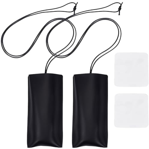 CREATCABIN 2 Custodia per Occhiali Pelle PU Tracolla Appendere al Collo Custodia per Occhiali Portatile Sottile Viaggio Pelle Porta Occhiali per Uomo Donna Colore: Nero 16.4 x 8cm