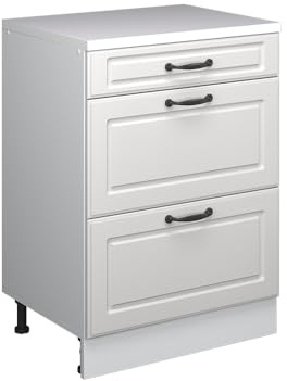 Vicco Erweiterungskommode Rion, Weiß Landhaus/Weiß, 60 x 46 cm | ohne Schräge mit 3 Schubladen, kombinierbar mit Rion Dachschrägenschränken und Schrankmodulen