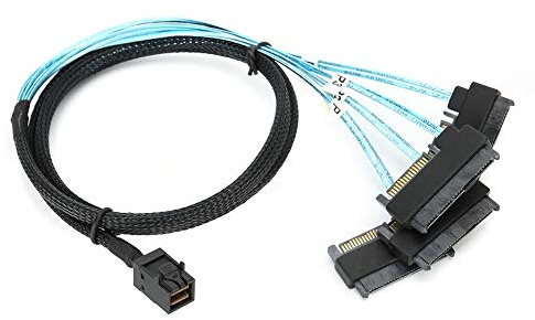 Yosoo Health Gear Cable Adaptador Mini SAS Cable de Servidor Interno de 1 Metro SFF 8643 a 4x SFF 8482 Proceso de Moldeado de 29 Pines 6 Gbps por Canal para Conexión de Disco Duro de Computadora