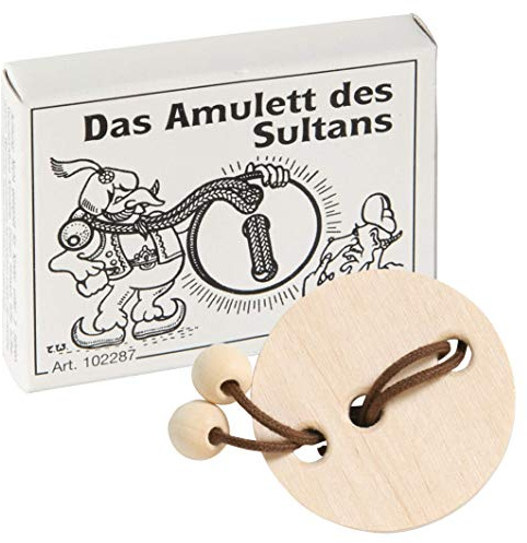 Bartl 102287 Mini-Holz-Puzzle Das Amulett des Sultans aus einem kleinen Holzamulett und Einer Schnur mit 2 Holzkugeln