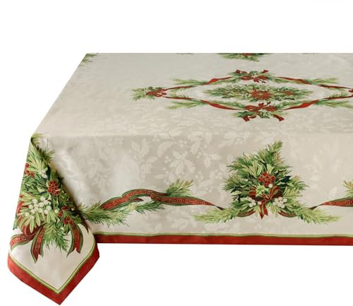 Benson Mills Tischdecke mit Weihnachtsbändern aus bedrucktem Stoff, für Winter, Urlaub und Weihnachten (132,1 x 177,8 cm, rechteckig, Weihnachtsbänder)
