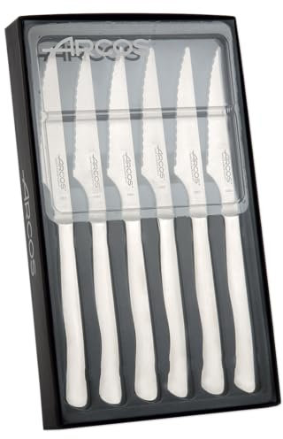 Arcos Table Messer - Steakmesser Set 6 Stück (6 Messer) -Monoblock of one Piece Edelstahl 110 mm Farbe Silber