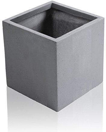 Primrose Medium Terracotta Garden Outdoor Fibrecotta Dark Grey Cube Planter 30cm³ (11.8in³)