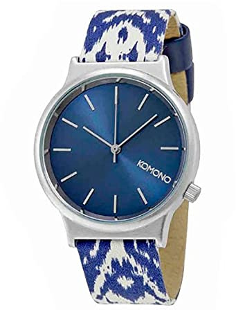 Komono Unisex Quartz Watch with Blue Dial Analogue Display and Blue Leather Strap KOM-W1835