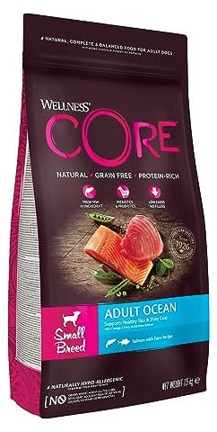 Wellness CORE Small Breed Ocean, Hundefutter trocken für ausgewachsene Hunde Kleiner Rassen, Lachs & Thunfisch, 1,5 kg, ohne Zuckerzusatz, getreidefrei, mit hohem Fleischanteil