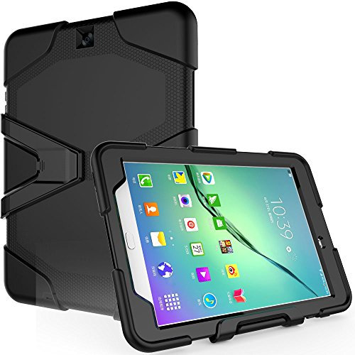 TECHGEAR G-Shock - Custodia per Samsung Galaxy Tab S2 9,7 (serie SM-T810), resistente, robusta, antiurto, con supporto rimovibile, per bambini, lavoro, scuola, costruttori
