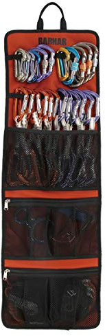 Climbing Quickdraw Hanging Storage Bag, Carabiner Hook Gear Equipment Parts Collections, Durable Foldable Bundled Roll Anti-scratch Bag, Small Tools Organizer Pouch, suit for Rock Climbing Ice Climb