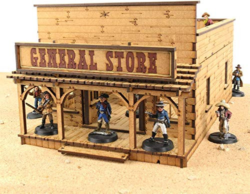 War World Gaming Wild West Laden/Geschäft - Bis Zu 35mm Scale Wargame Tabletop Spiele MDF Gelände Geländebau Geländestück Exodus Wildwest Modell Diorama Wargaming Terrain