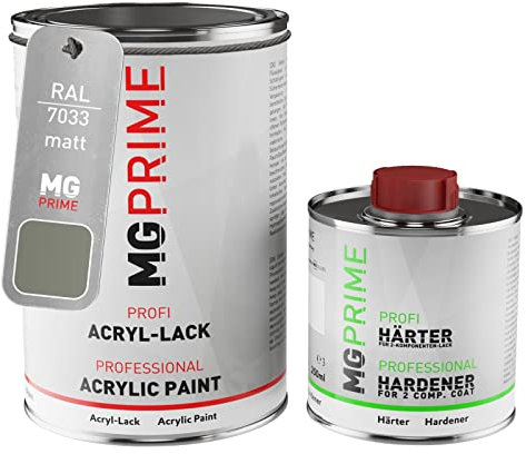 RAL 7033 Gris ciment/Cement grey mat peinture acrylique 1,5 Litres / 1500 ml durcisseur inclus