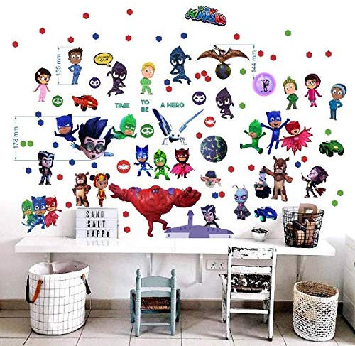 PJ Masks Wandtattoo für Schlafzimmer Jungen und Mädchen 2 Blatt PJ Masks Pattern 750mmX 350mm