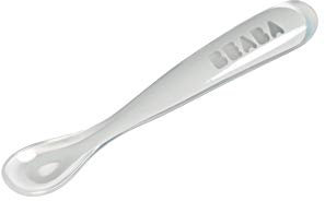Béaba, Cuillère en Silicone Bébé / Enfant, 1er Âge, Dès 4 mois, Bout arrondi, Souple, Manche long et Ergonomique, Prise en main facile, Light mist