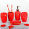 ZCXBHD Rotes Keramik-Badzubehörset - 1 Seifenschale 1 Seifenspender 2 Becher 1 Zahnbürstenhalter 5-TLG,C