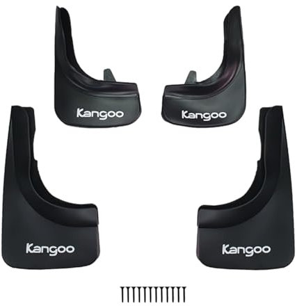 accessorypart Compatible avec Renault Kangoo 1997-2025 Jeu de Bavettes Garde-boue Avant et Arrière de Voiture 4 Pcs Noir